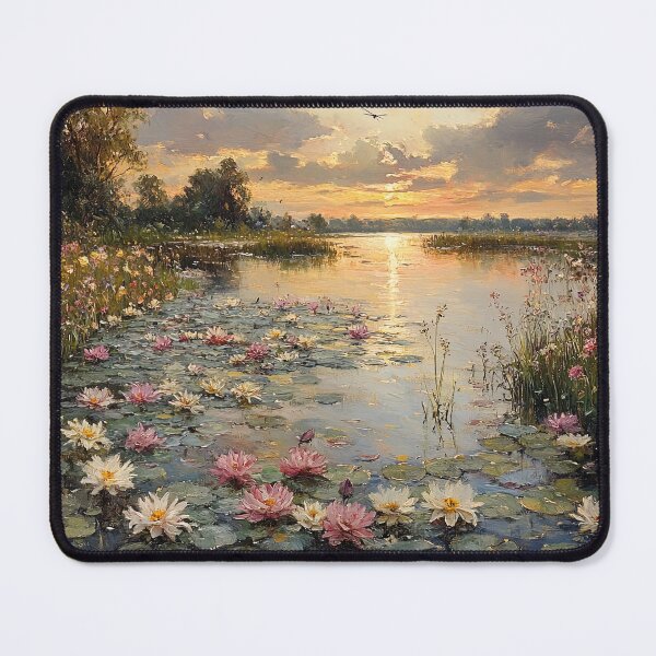 Item preview, Painted Sunset on Lily Pads: The Whispering Light of the Tranquil Mire designed and sold by bloorose.