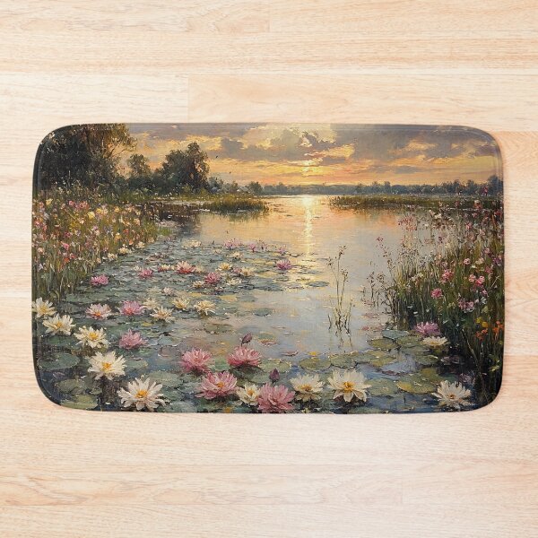 Item preview, Painted Sunset on Lily Pads: The Whispering Light of the Tranquil Mire designed and sold by bloorose.