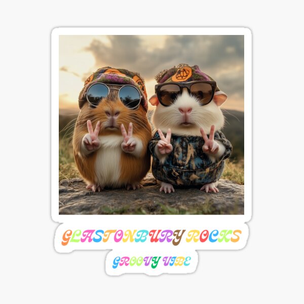 Item preview, Hippie Guinea Pigs Enjoying the Glastonbury Groovy Vibe....    designed and sold by clecticuk.