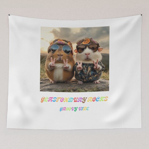 Item preview, Hippie Guinea Pigs Enjoying the Glastonbury Groovy Vibe....    designed and sold by clecticuk.