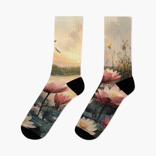 Item preview, Atardecer pintado en un estanque de lirios: el cielo susurrante reflejado designed and sold by bloorose.