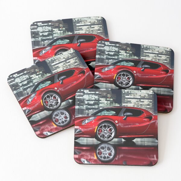 Item preview, Red Alfa Romeo 4C Coupe Illustration – Automotive Art Print designed and sold by AutoPopStudio.