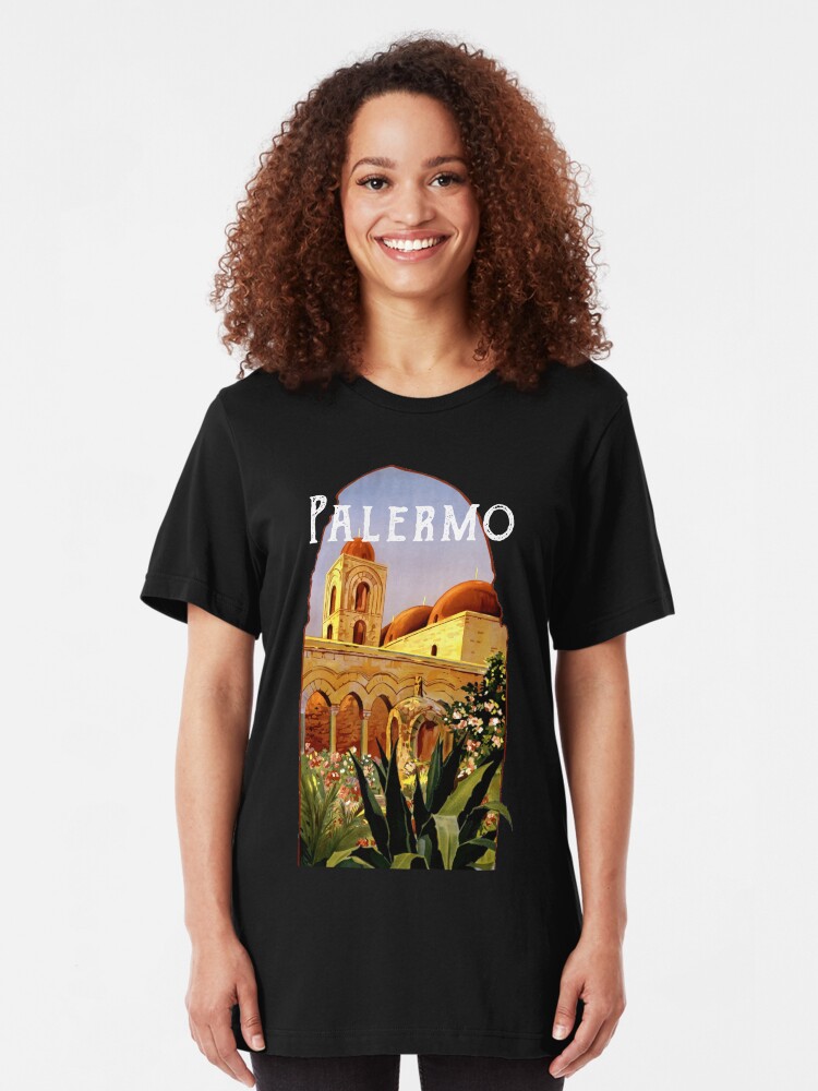 Alternate view of Sicily Palermo Vintage Italian Themed Sicilian Pride Slim Fit T-Shirt
