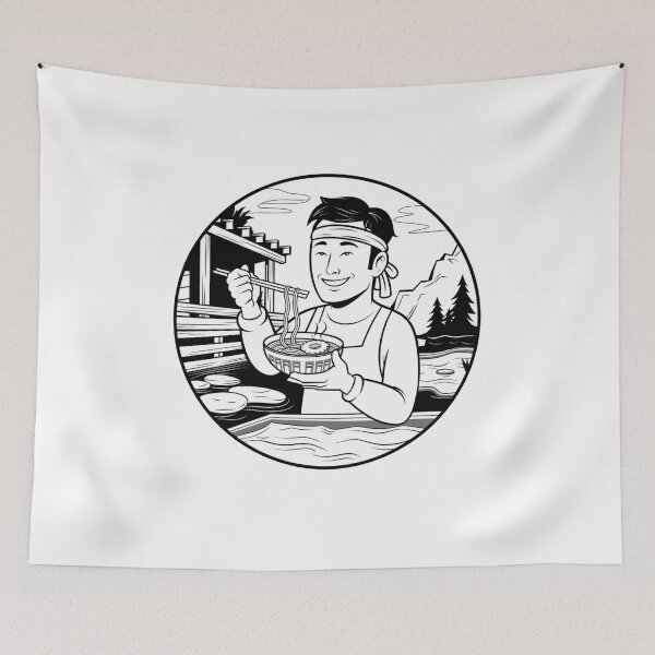 Item preview, Mountain Background Ramen Design designed and sold by Peter Stawicki.