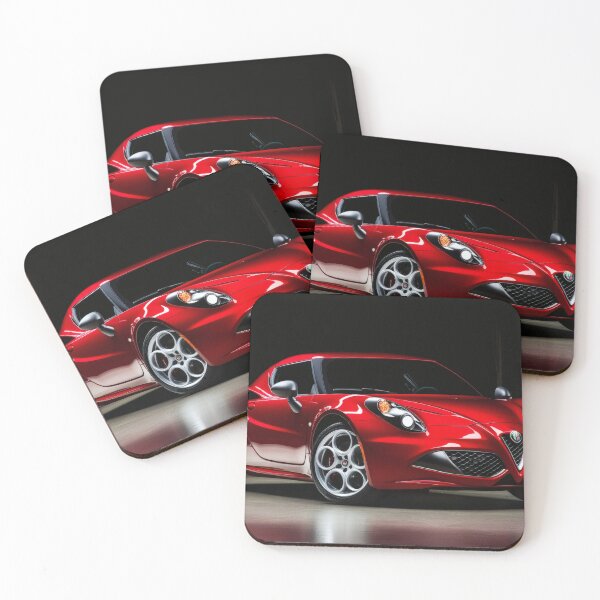 Item preview, Red Alfa Romeo 4C Coupe Illustration – Automotive Art Print II designed and sold by AutoPopStudio.
