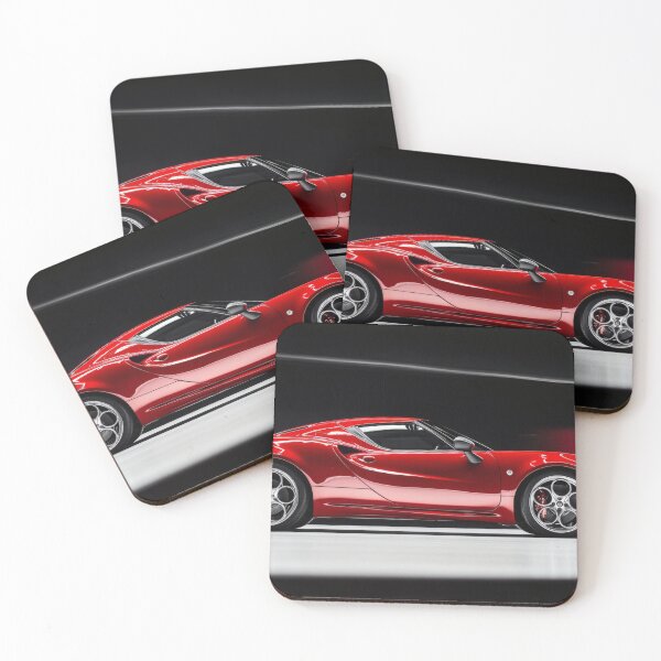 Item preview, Red Alfa Romeo 4C Coupe Illustration – Automotive Art Print IV designed and sold by AutoPopStudio.