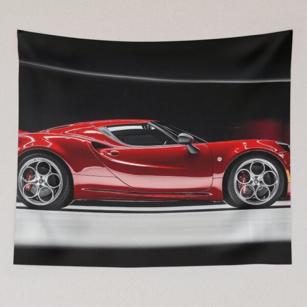 Item preview, Red Alfa Romeo 4C Coupe Illustration – Automotive Art Print IV designed and sold by AutoPopStudio.