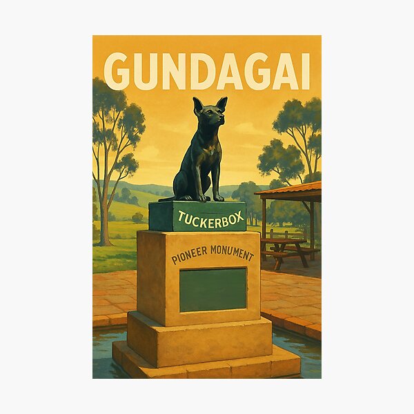 Item preview, Gundagai – Dog on the Tuckerbox Vintage Poster designed and sold by Print My Town.