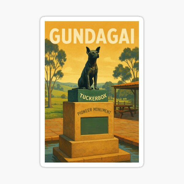 Artikel-Vorschau von Gundagai – Hund auf der Tuckerbox Vintage Poster, designt und verkauft von Print My Town.