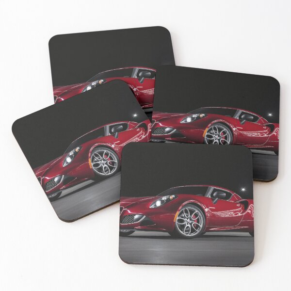 Item preview, Red Alfa Romeo 4C Coupe Illustration – Automotive Art Print VII designed and sold by AutoPopStudio.