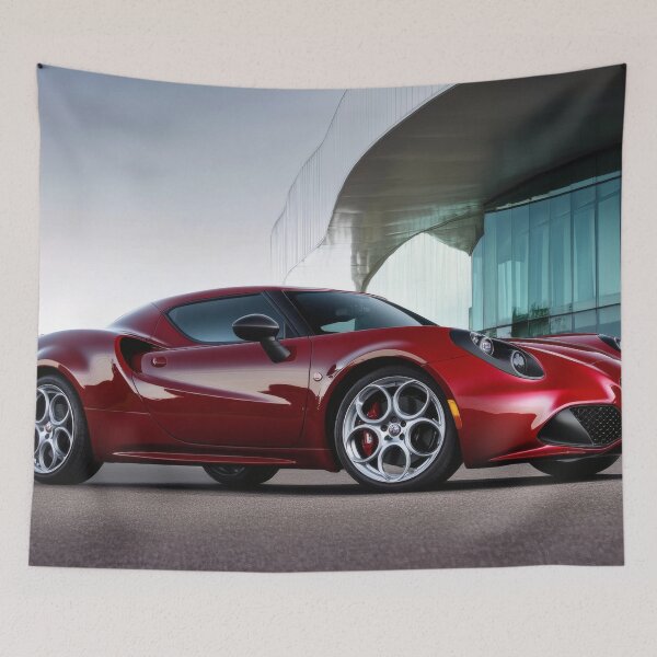 Item preview, Red Alfa Romeo 4C Coupe Illustration – Automotive Art Print VIII designed and sold by AutoPopStudio.