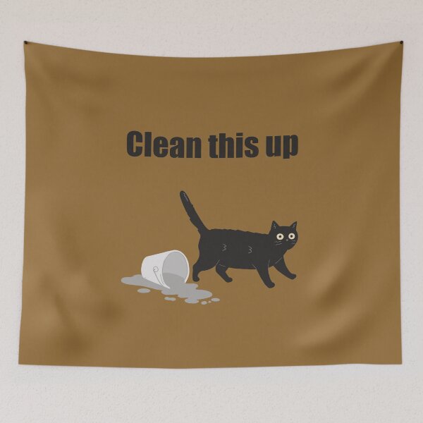 Item preview, Mischievous cat art : Clean this up Brown version designed and sold by TheGrandLordCat.