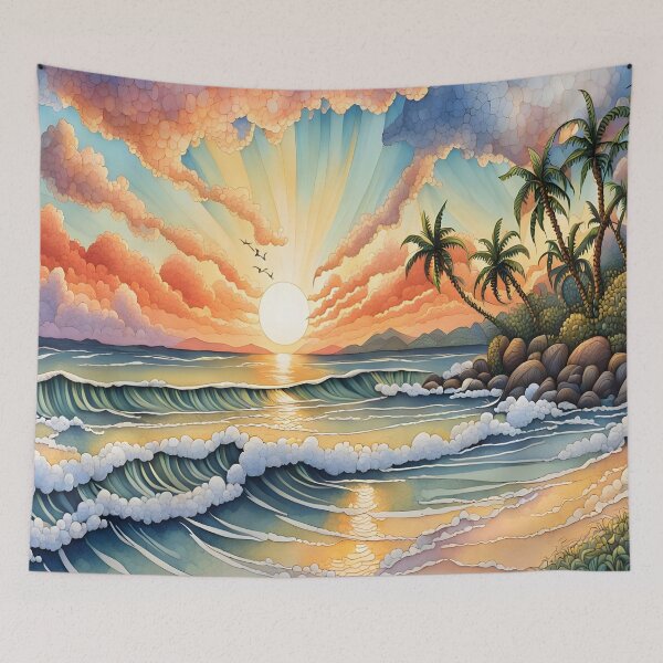 Aperçu de l'œuvre Lever de soleil paisible à Beachscape créée et vendue par artedamensagem.