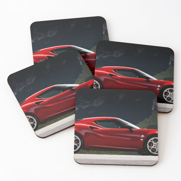 Item preview, Candy Apple Red Alfa Romeo 4C Coupe – Premium Automotive Illustration designed and sold by AutoPopStudio.
