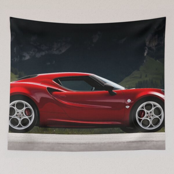 Item preview, Candy Apple Red Alfa Romeo 4C Coupe – Premium Automotive Illustration designed and sold by AutoPopStudio.