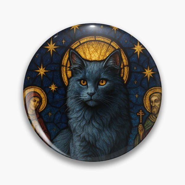 Item preview, Nebelung Cat in Gothic Revival Stained Glass designed and sold by LesChatsArt.