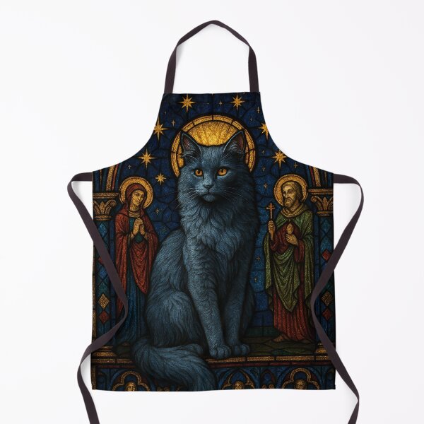 Item preview, Nebelung Cat in Gothic Revival Stained Glass designed and sold by LesChatsArt.