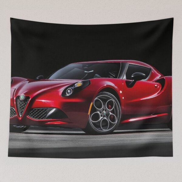 Item preview, Candy Apple Red Alfa Romeo 4C Coupe – Premium Automotive Illustration III designed and sold by AutoPopStudio.