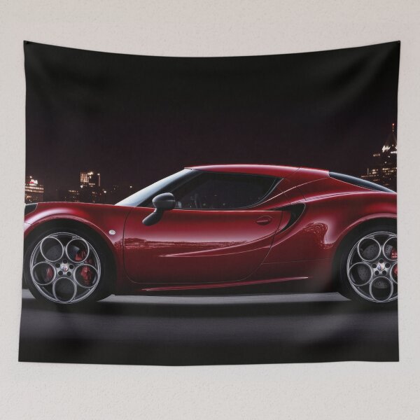 Item preview, Candy Apple Red Alfa Romeo 4C Coupe – Premium Automotive Illustration IV designed and sold by AutoPopStudio.