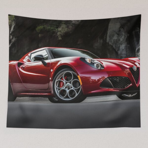 Item preview, Candy Apple Red Alfa Romeo 4C Coupe – Premium Automotive Illustration V designed and sold by AutoPopStudio.