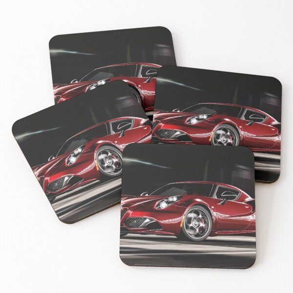 Item preview, Candy Apple Red Alfa Romeo 4C Coupe – Premium Automotive Illustration VI designed and sold by AutoPopStudio.