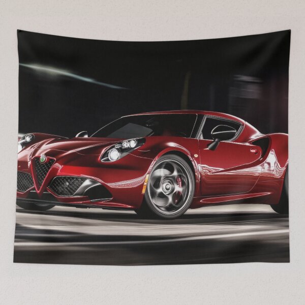 Item preview, Candy Apple Red Alfa Romeo 4C Coupe – Premium Automotive Illustration VI designed and sold by AutoPopStudio.