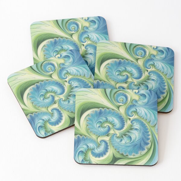 Item preview, Feathered Spiral Flow in Blue and Green designed and sold by Harmonic_Layers.