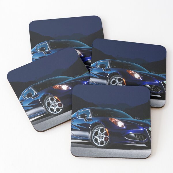Item preview, Blue Alfa Romeo 4C Coupe – Modern Automotive Art Print designed and sold by AutoPopStudio.