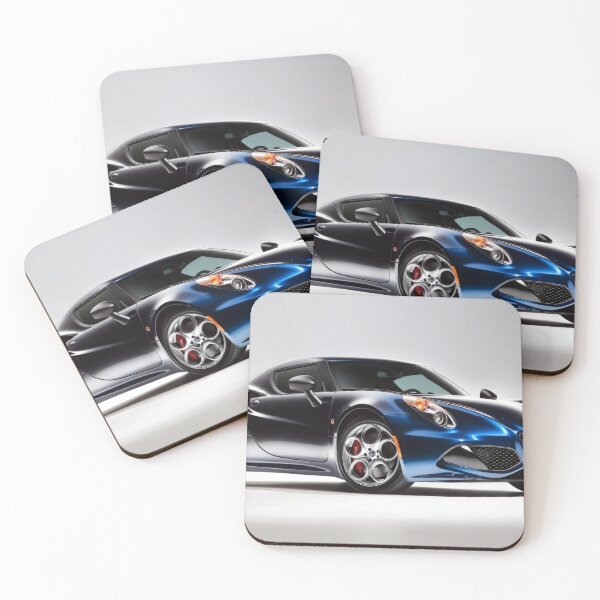 Item preview, Blue Alfa Romeo 4C Coupe – Modern Automotive Art Print II designed and sold by AutoPopStudio.