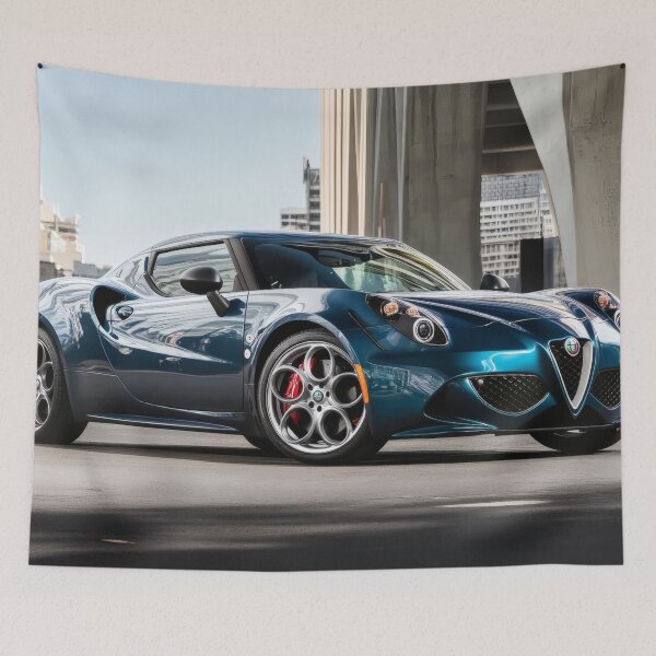 Item preview, Blue Alfa Romeo 4C Coupe – Modern Automotive Art Print III designed and sold by AutoPopStudio.