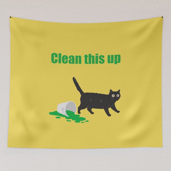 Item preview, Mischievous cat art : Clean this up Yellow version designed and sold by TheGrandLordCat.