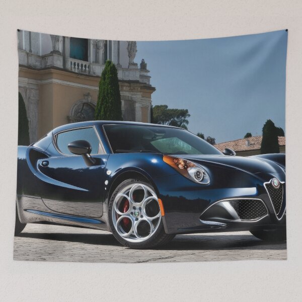 Item preview, Blue Alfa Romeo 4C Coupe – Modern Automotive Art Print IV designed and sold by AutoPopStudio.