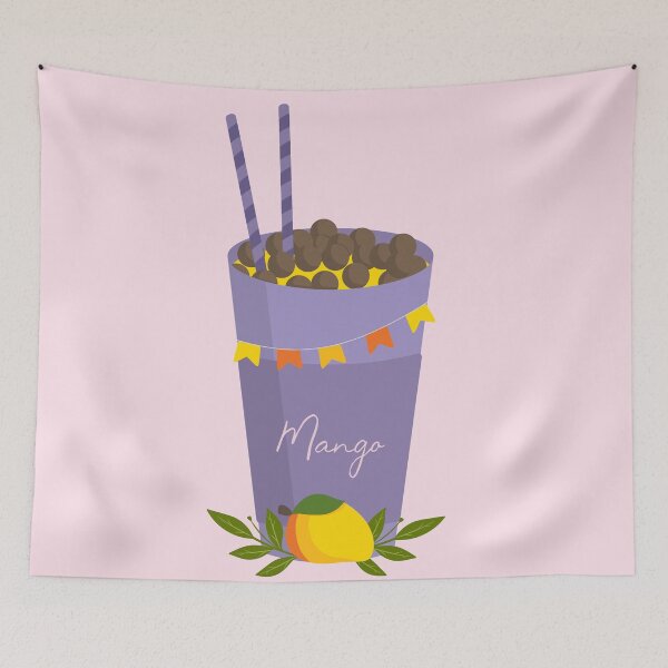 Item preview, Flat Design Illustration with Drink at Mango and Chocolate Balls designed and sold by AlginaPugachova.