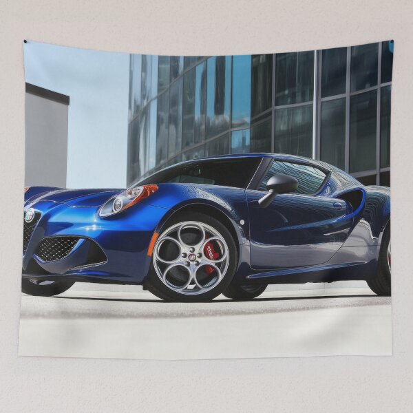 Item preview, Blue Alfa Romeo 4C Coupe – Modern Automotive Art Print VI designed and sold by AutoPopStudio.