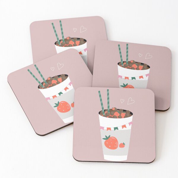 Item preview, Flat Design Illustration with Drink at Strawberry and Chocolate Balls designed and sold by AlginaPugachova.