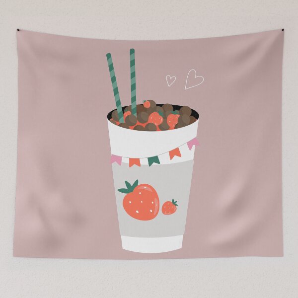 Item preview, Flat Design Illustration with Drink at Strawberry and Chocolate Balls designed and sold by AlginaPugachova.