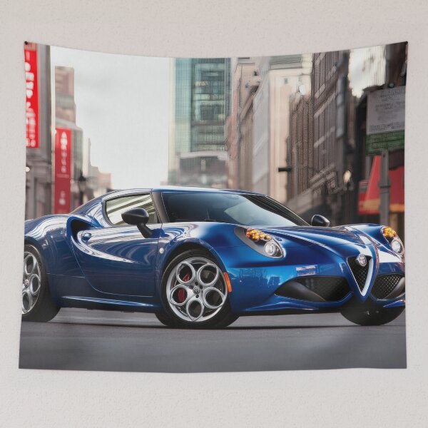 Item preview, Blue Alfa Romeo 4C Coupe – Modern Automotive Art Print VII designed and sold by AutoPopStudio.