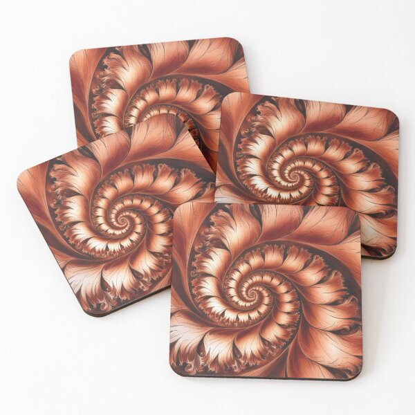 Item preview, Terracotta Spiral Fractal with Flowing Leaf Shapes designed and sold by Harmonic_Layers.