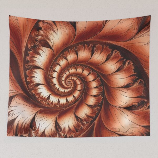 Item preview, Terracotta Spiral Fractal with Flowing Leaf Shapes designed and sold by Harmonic_Layers.