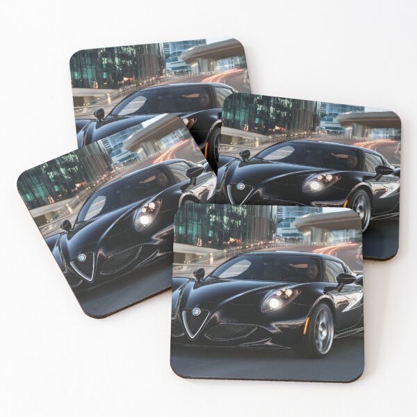 Item preview, Black Alfa Romeo 4C Coupe – Sleek Automotive Illustration Print designed and sold by AutoPopStudio.