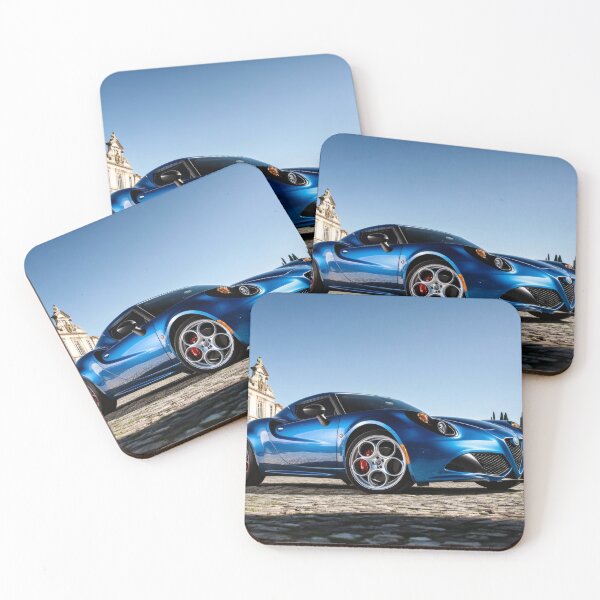 Item preview, Blue Alfa Romeo 4C Coupe – Modern Automotive Art Print VIII designed and sold by AutoPopStudio.