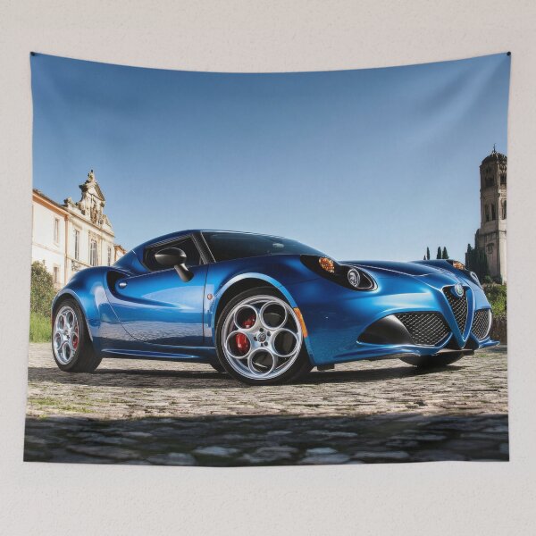 Item preview, Blue Alfa Romeo 4C Coupe – Modern Automotive Art Print VIII designed and sold by AutoPopStudio.