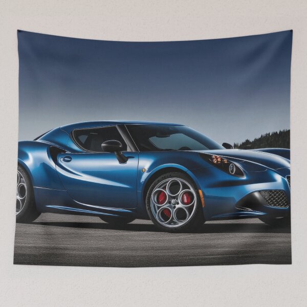 Item preview, Blue Alfa Romeo 4C Coupe – Modern Automotive Art Print IX designed and sold by AutoPopStudio.