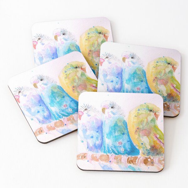 Item preview, Budgie Watercolor Painting Sitting on A Branch Art designed and sold by Sarah  Rajkotwala.