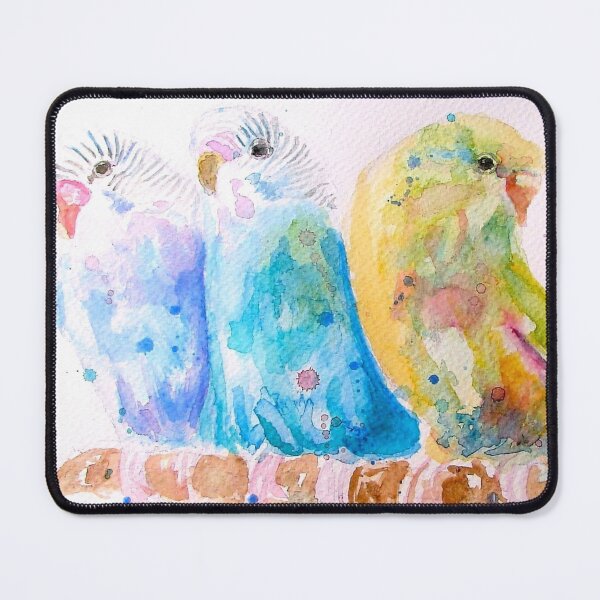 Item preview, Budgie Watercolor Painting Sitting on A Branch Art designed and sold by Sarah  Rajkotwala.