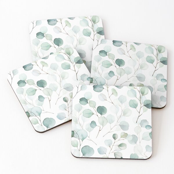 Item preview, Watercolor Eucalyptus branches, botanical art, green blue leaves designed and sold by synplus.