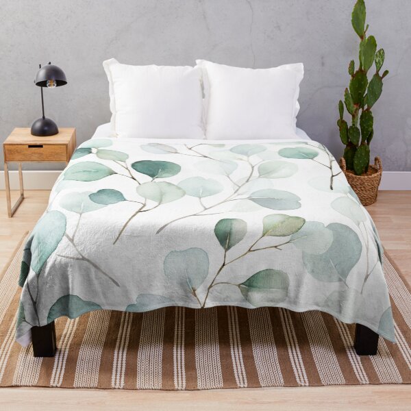 Item preview, Watercolor Eucalyptus branches, botanical art, green blue leaves designed and sold by synplus.