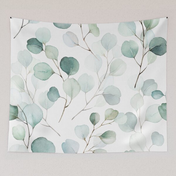 Item preview, Watercolor Eucalyptus branches, botanical art, green blue leaves designed and sold by synplus.