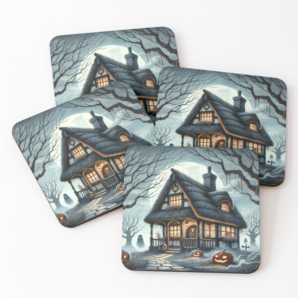 Item preview, Spooky Cottagecore Night – Ghostly Moon & Jack-o'-Lantern Path designed and sold by ArtFreshStudio.
