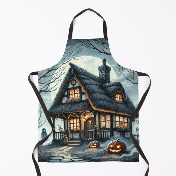 Item preview, Spooky Cottagecore Night – Ghostly Moon & Jack-o'-Lantern Path designed and sold by ArtFreshStudio.